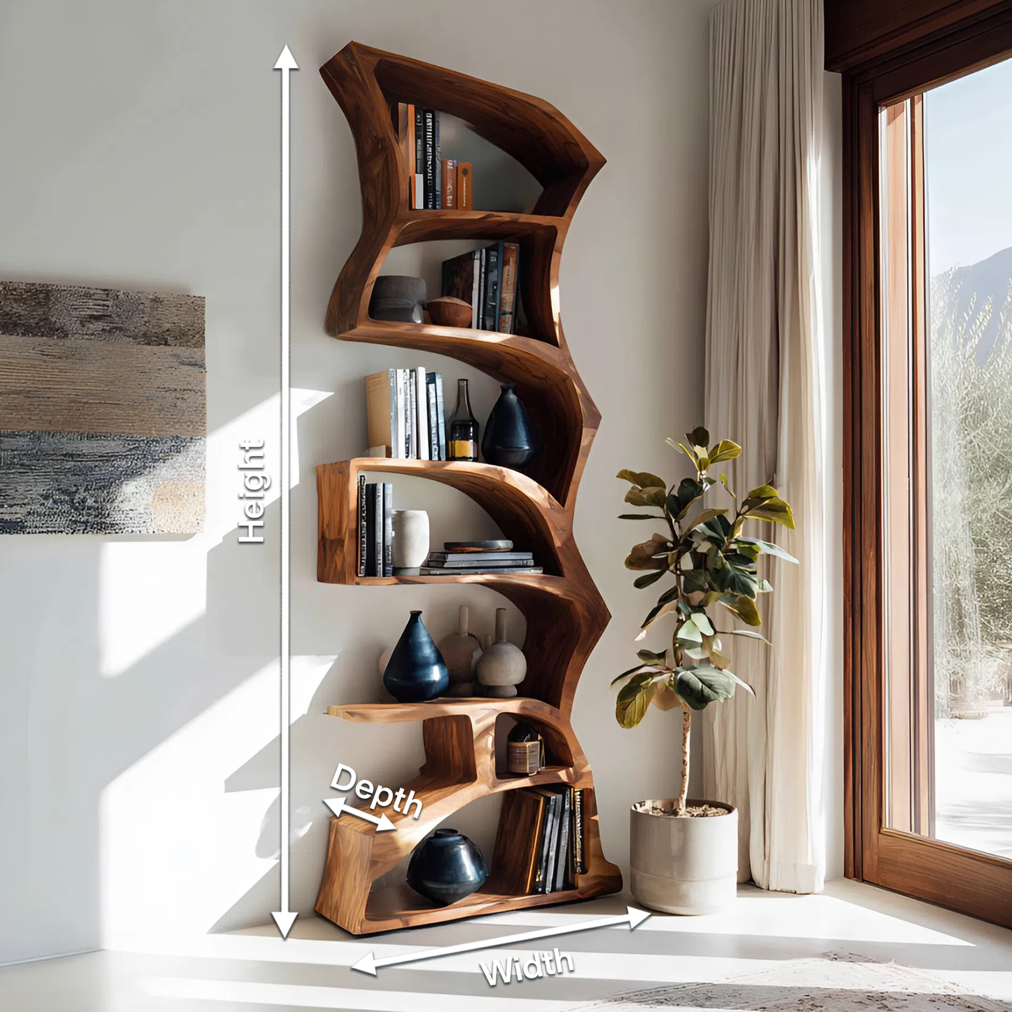 Modern Bookshelf With Curved Design For Study Lynnsnail