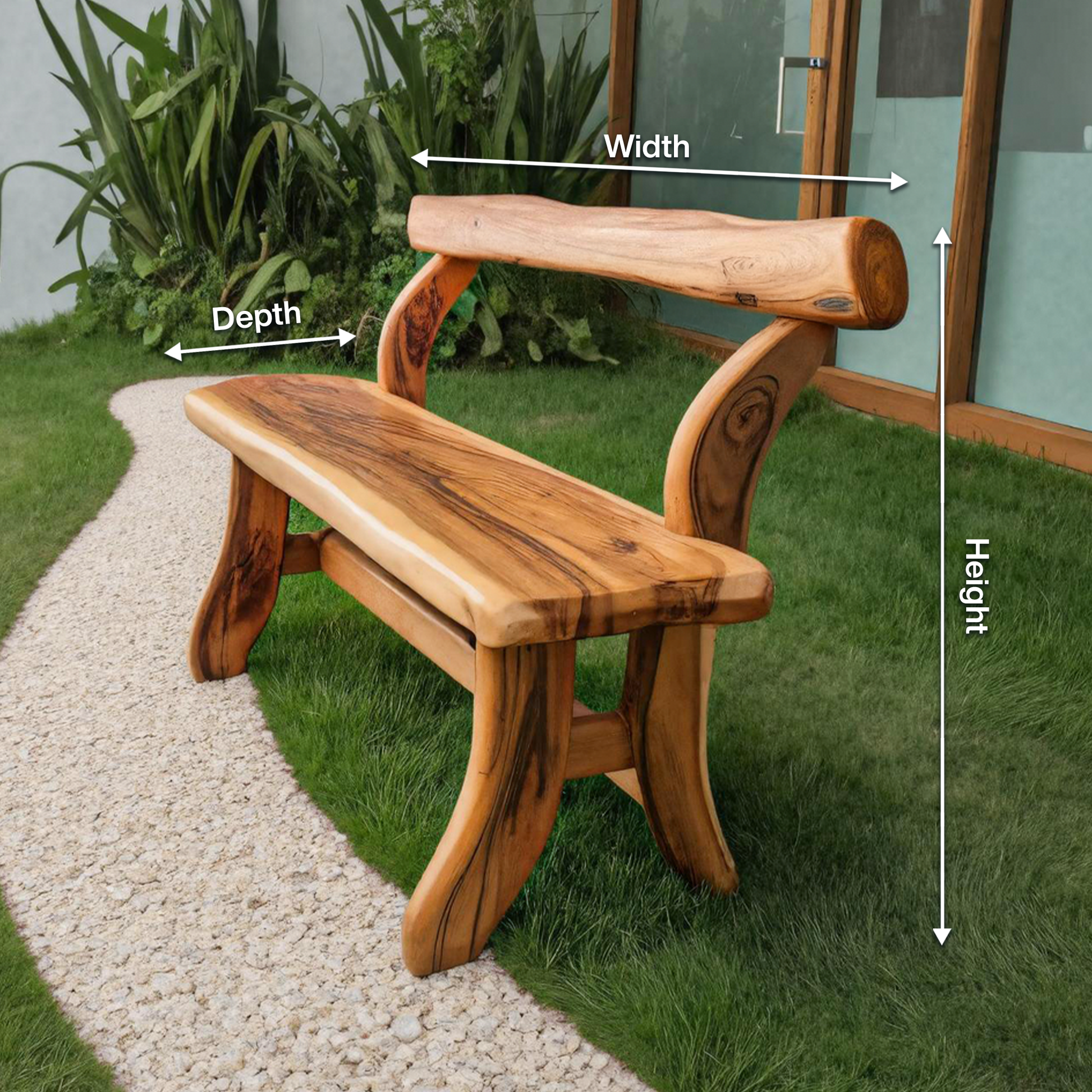 Rustic Garden Bench With Curved Seat For Patio Pathway And Front Porch Lynnsnail