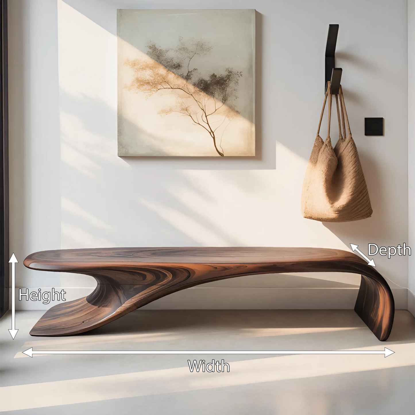 Modern Sculptural Bench With Flowing Curves For Living Room Lynnsnail