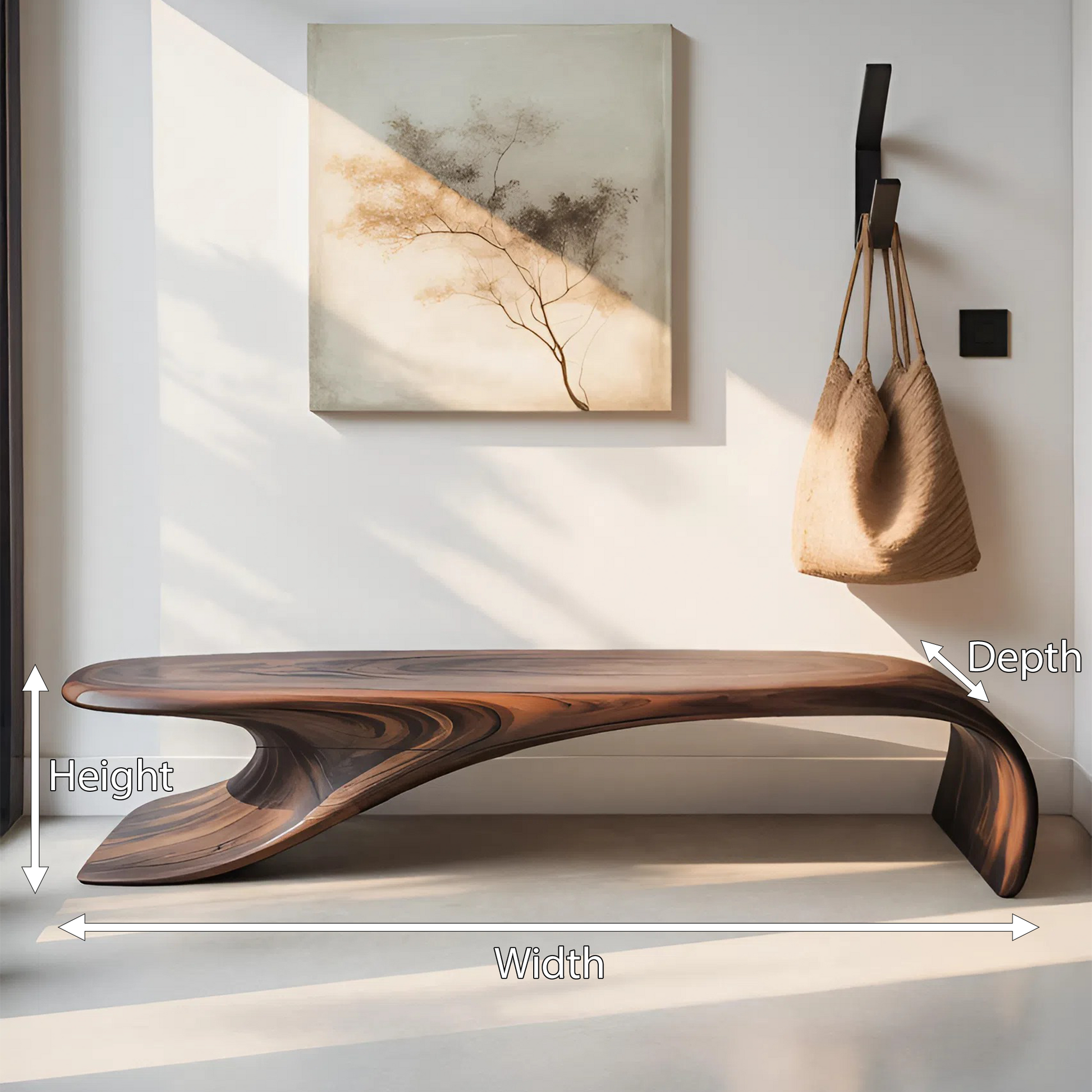 Modern Sculptural Bench With Flowing Curves For Living Room Lynnsnail