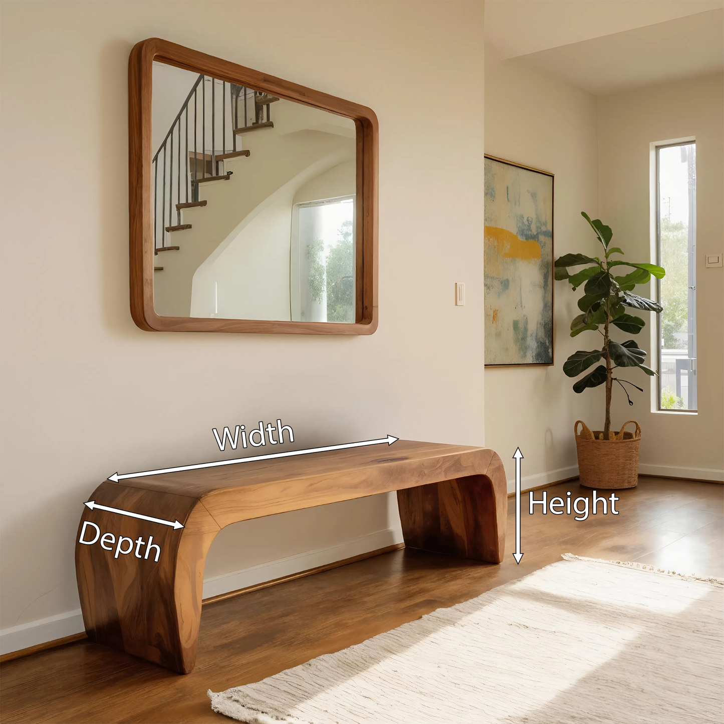 Contemporary Bench With Curved Design For Entryway Lynnsnail