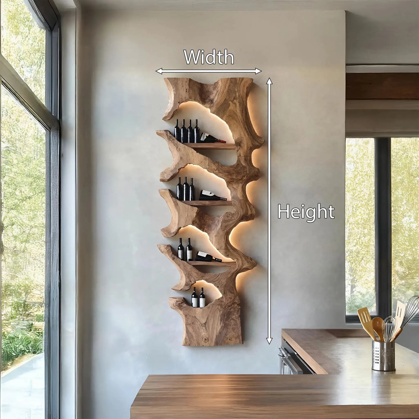 Mid Century Solid Wood Wine Rack For Bar Decor And Display Lynnsnail