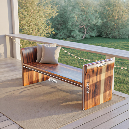 Contemporary Wood Bench With Rounded Armrests For Porch Or Garden Lynnsnail