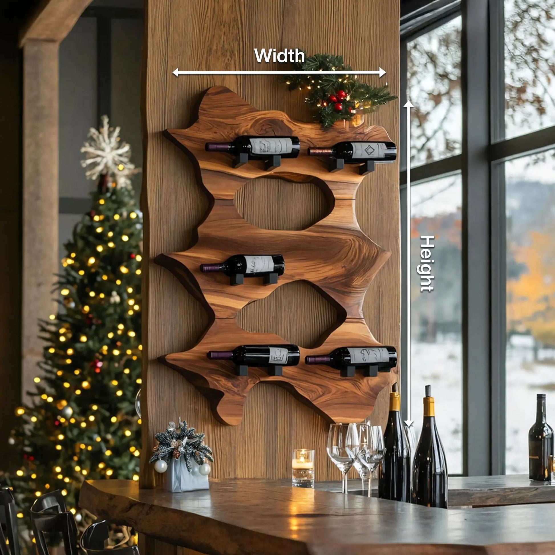 Rustic Solid Wood Live Edge Wine Rack For Entryway Lynnsnail