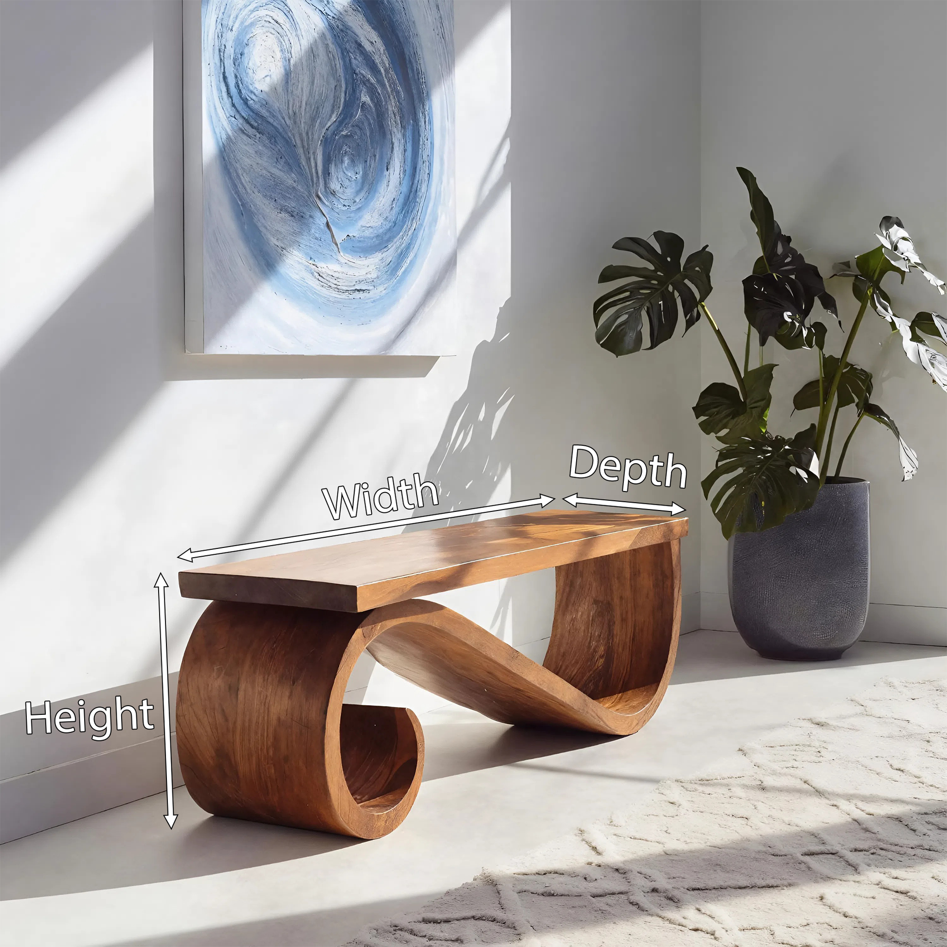 Organic Sculptural Bench For Entryway Or Living Room Lynnsnail
