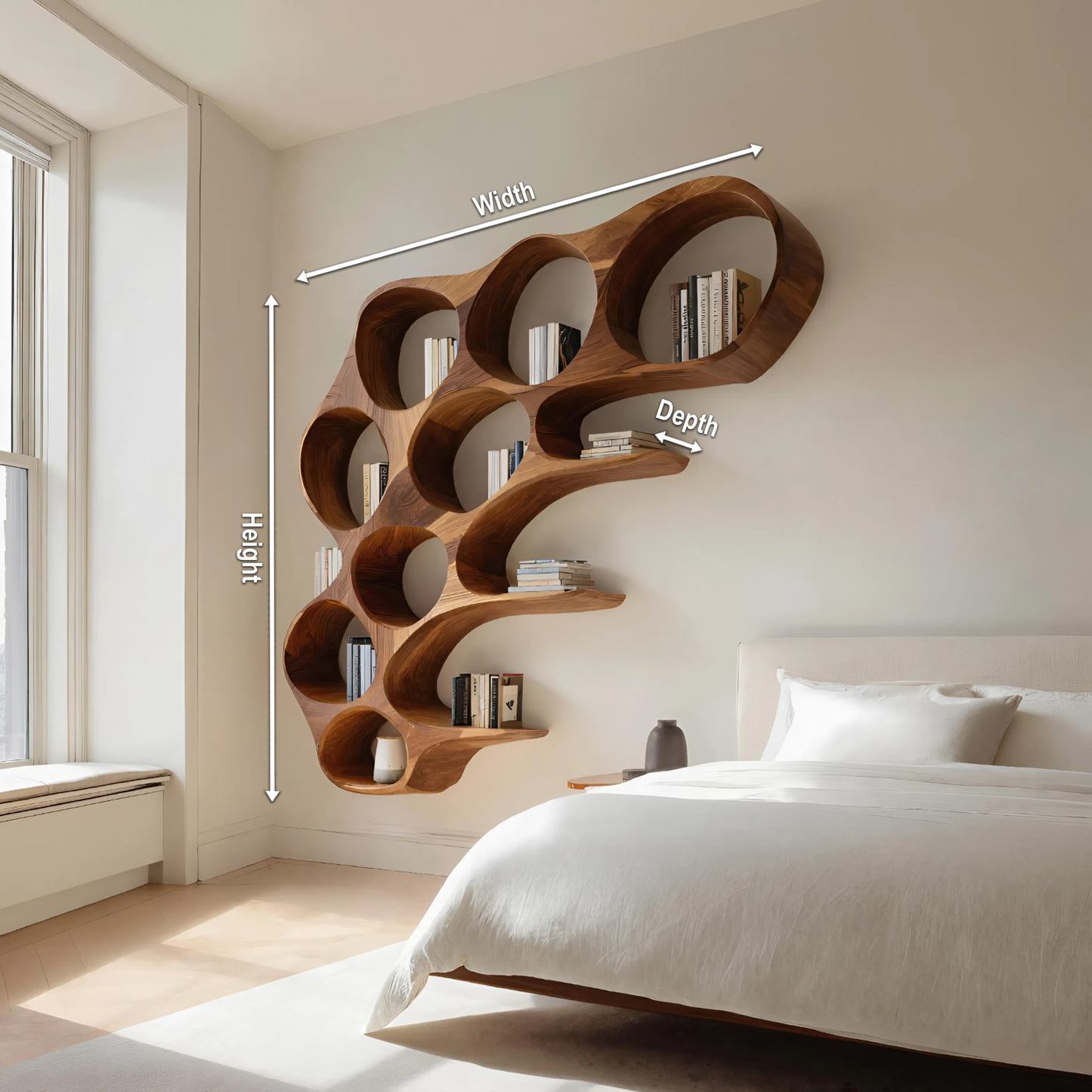 Organic Honeycomb Shaped Wall Mounted Bookshelf For Bedroom Lynnsnail