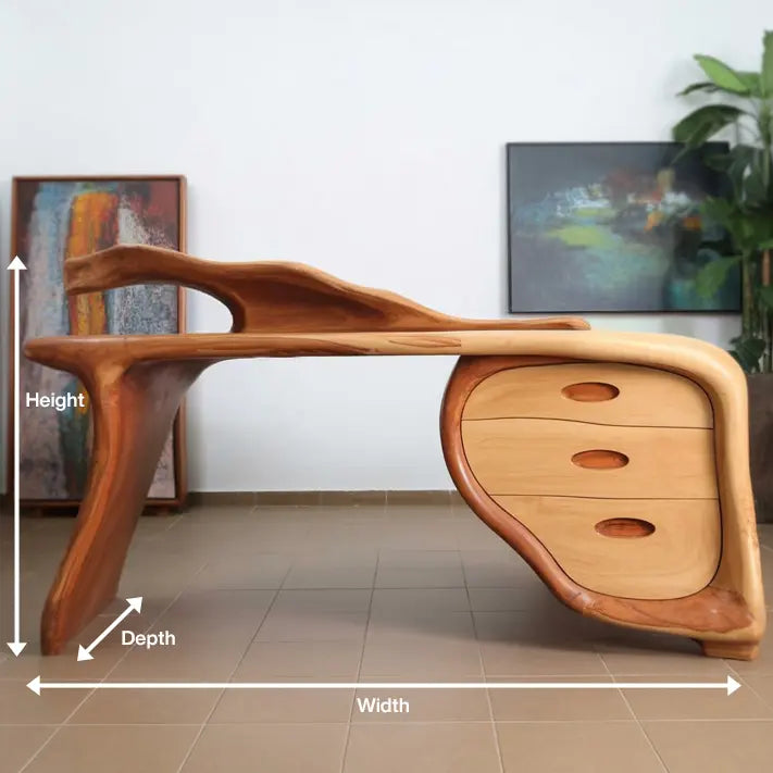 Modern Sculptural Desk With Drawers For Home Office And Studio Workspace Lynnsnail