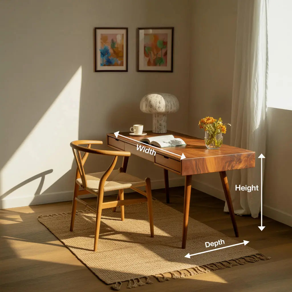 Mid Century Modern Writing Desk With Drawers For Home Office Lynnsnail