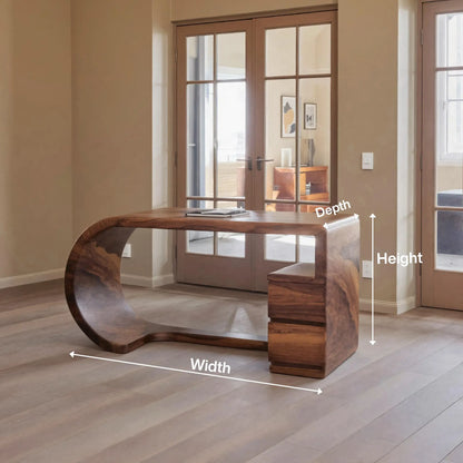 Curved Sculptural Desk With Fluid Form For Home Office And Studio Lynnsnail
