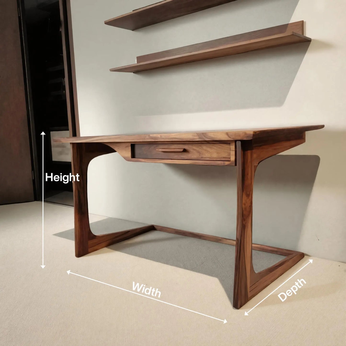 Mid Century Modern Desk With Drawer For Home Office And Workspace Lynnsnail