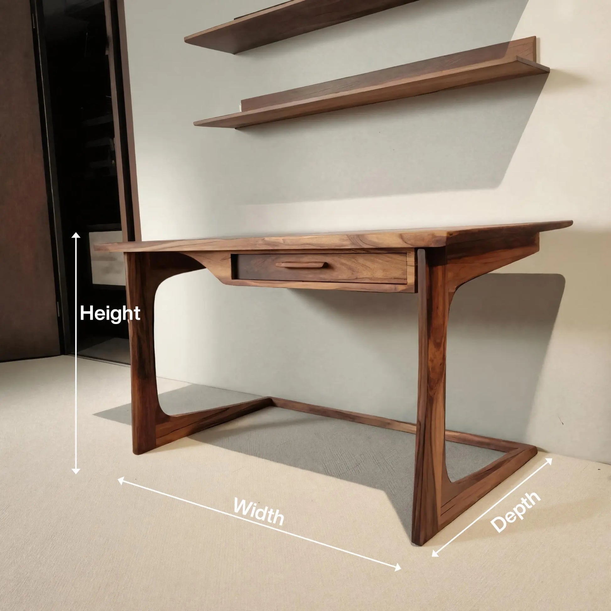 Mid Century Modern Desk With Drawer For Home Office And Workspace Lynnsnail