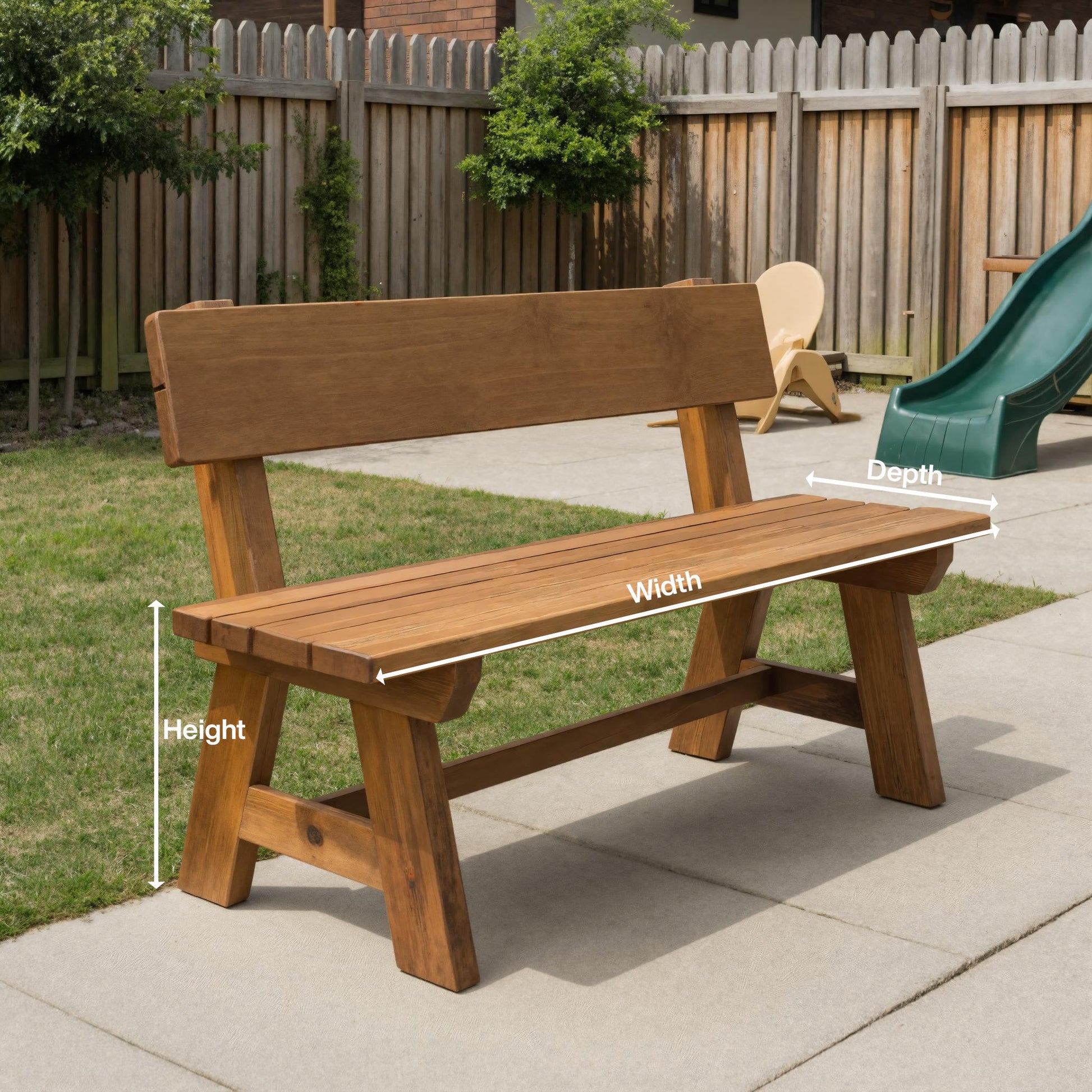 Rustic Garden Bench With Backrest For Patio Or Porch Lynnsnail