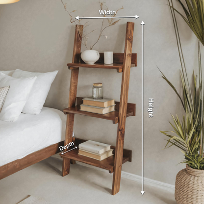 Rustic Ladder Shelf With Tiered Display For Bedroom And Living Room Lynnsnail