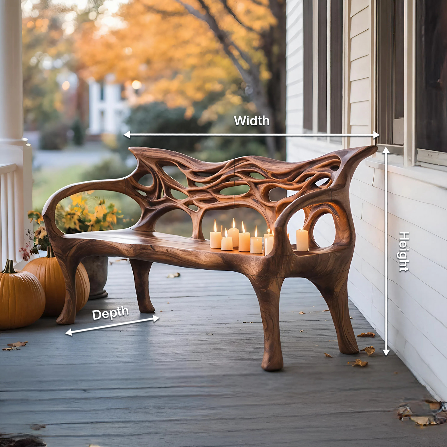 Mid Century Solid Wood Halloween Bench For Outdoor Design Lynnsnail