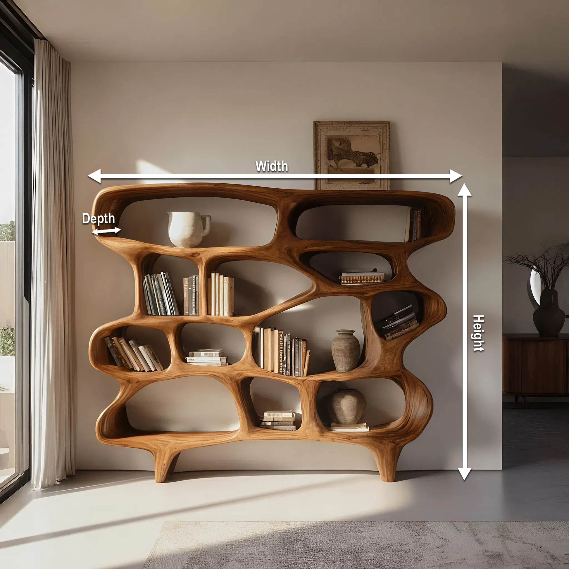 Organic Sculptural Bookshelf For Living Room Or Office Decor Lynnsnail
