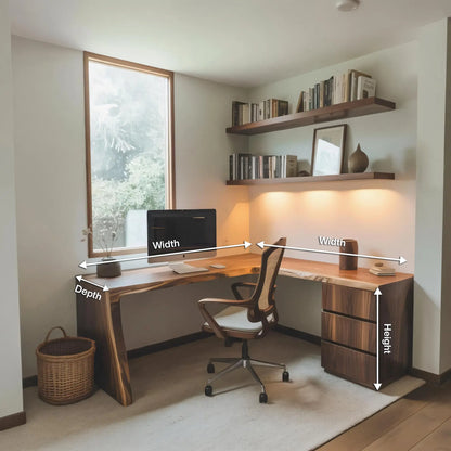 Modern Live Edge L Shaped Desk For Minimalist Home Office Lynnsnail