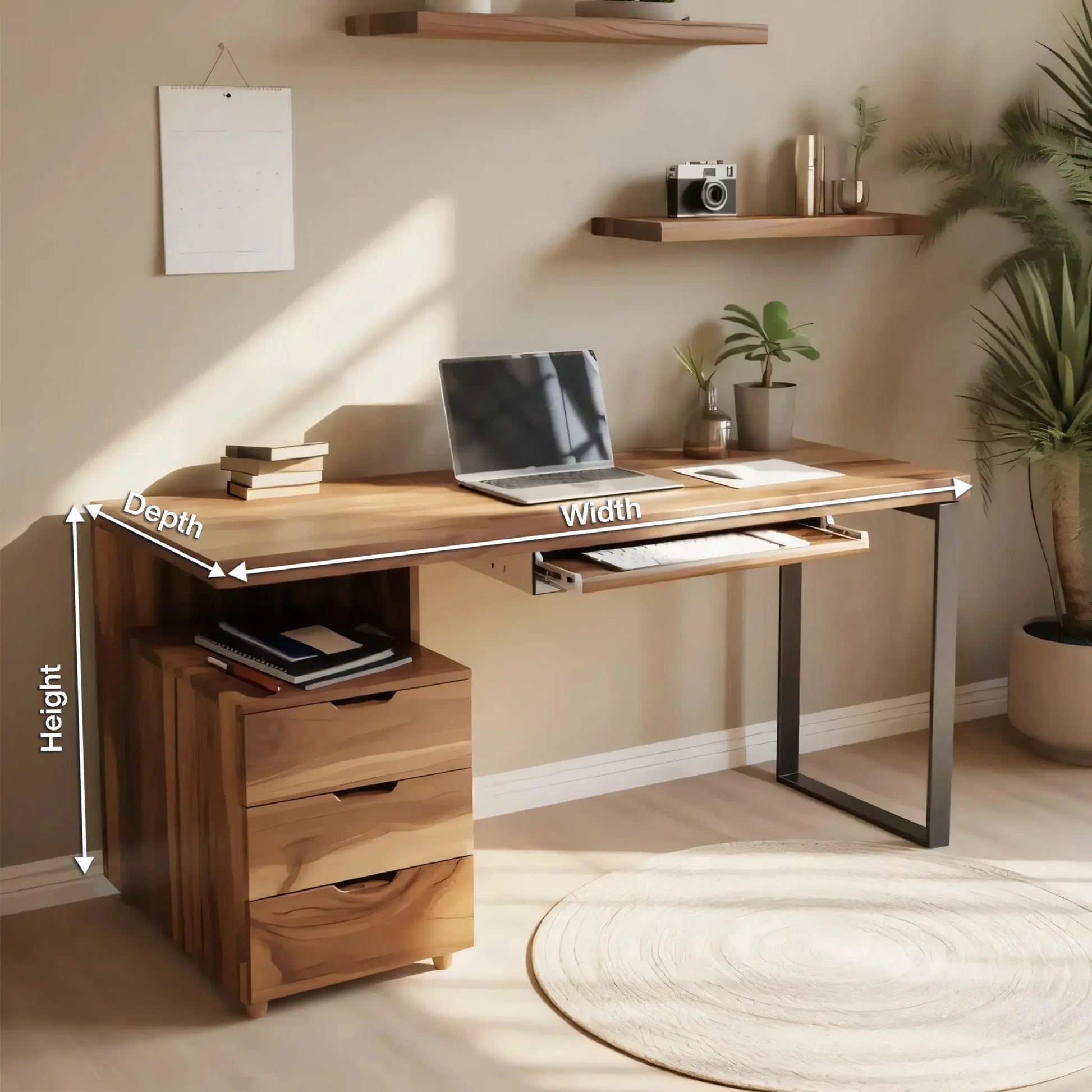 Contemporary Desk with Drawer For Home Office Workspace Lynnsnail
