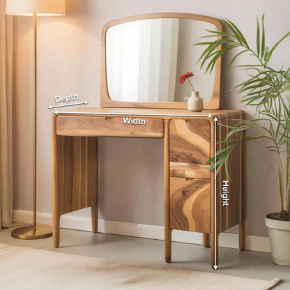 Mid Century Vanity Desk With Drawers For Bedroom And Dressing Corner Lynnsnail