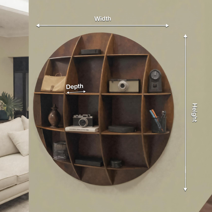 Modern Round Wall Mounted Shelf With Compartments For Living Room Office And Entryway Lynnsnail