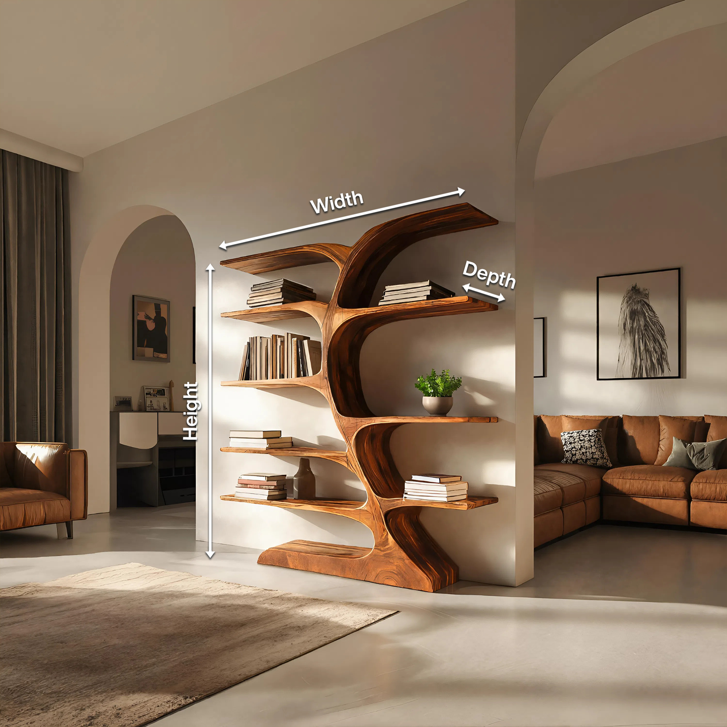 Organic Curved Bookshelf For Open Space Lynnsnail