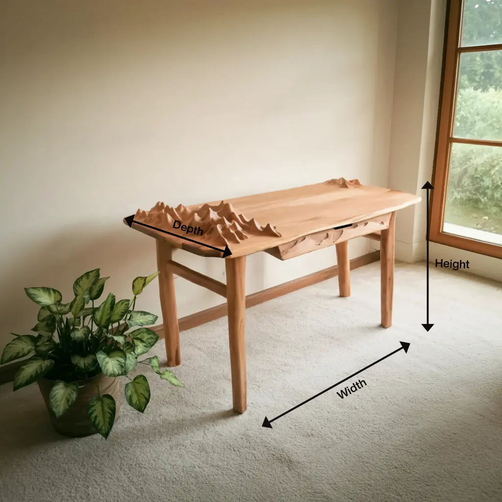 Mountain Carving Desk With 3D Detail For Studio Office And Reading Corner Lynnsnail