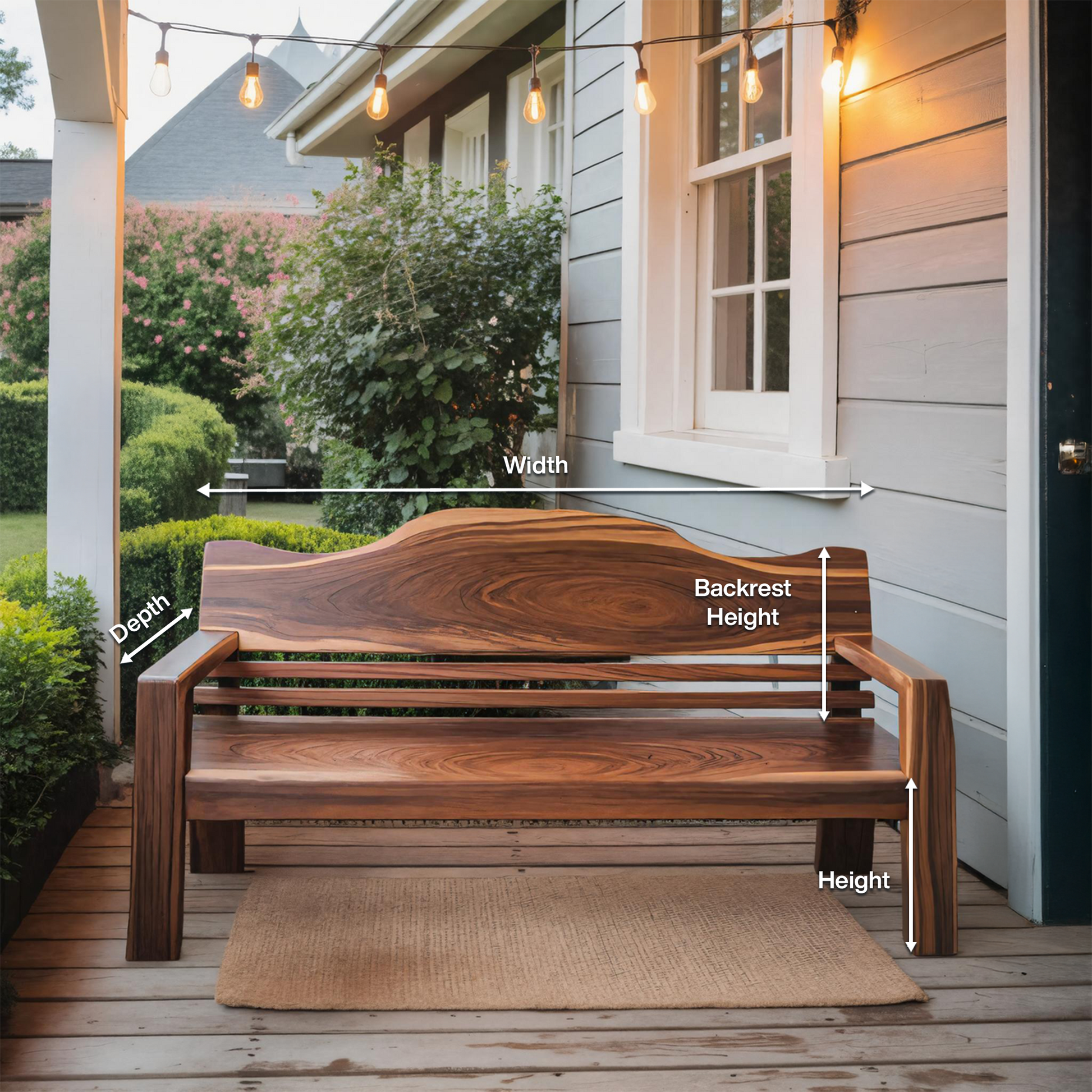 Rustic Outdoor Wooden Bench With Curved Backrest For Garden Or Porch Lynnsnail