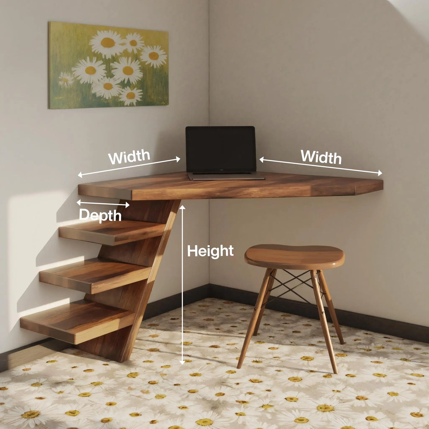 Minimalist Floating Corner Desk With Shelves For Small Home Office Workspace Lynnsnail