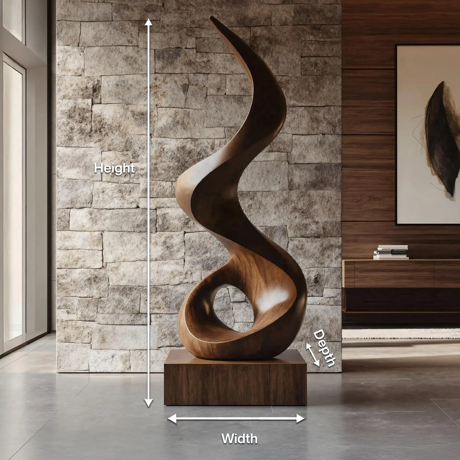 Mid Century Abstract Wooden Sculpture For Outdoor Garden Lynnsnail