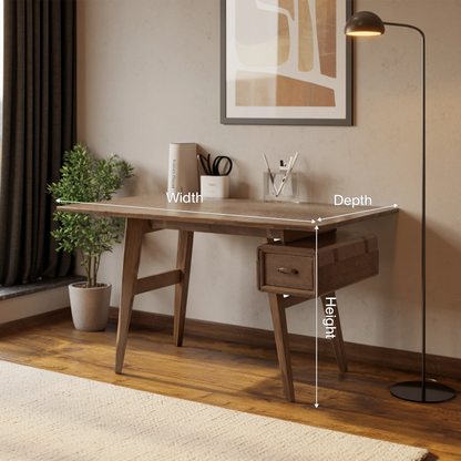 Mid-Century Desk With Drawer For Home Office Space Lynnsnail
