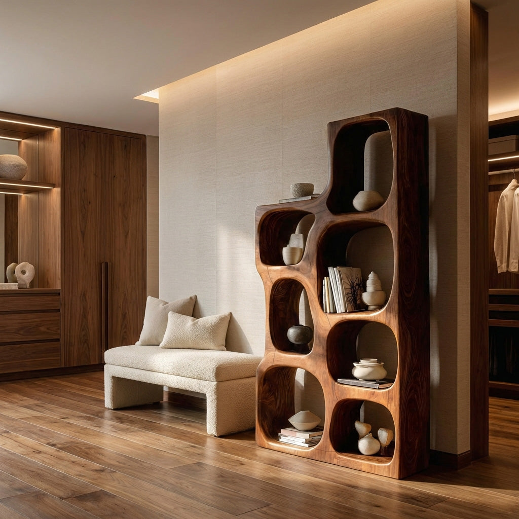 Organic Sculptural Wooden Bookshelf For Modern Living Room Lynnsnail