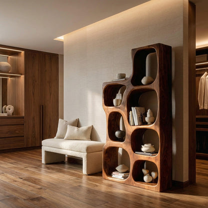 Organic Sculptural Wooden Bookshelf For Modern Living Room Lynnsnail