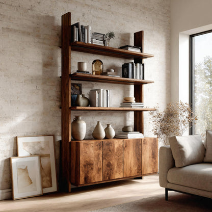 Modern Bookshelf With Open Shelf And Drawers For Living Lynnsnail