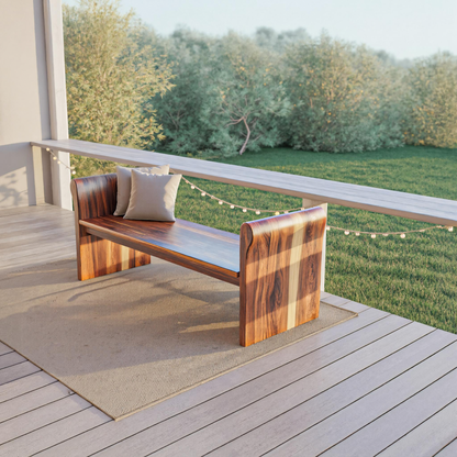 Contemporary Wood Bench With Rounded Armrests For Porch Or Garden Lynnsnail