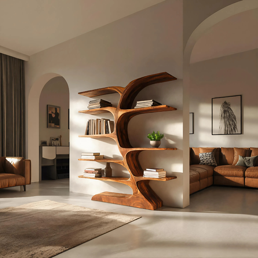 Organic Curved Bookshelf For Open Space Lynnsnail