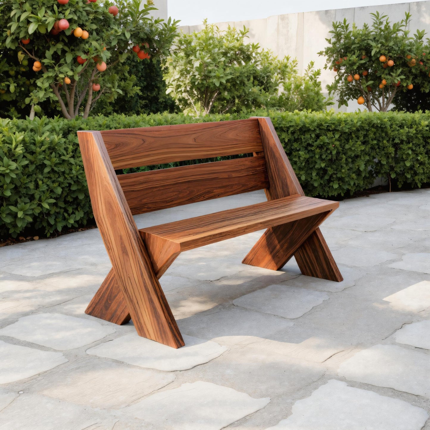 Modern Outdoor Bench With Angled Legs For Garden Patio And Backyard Lynnsnail