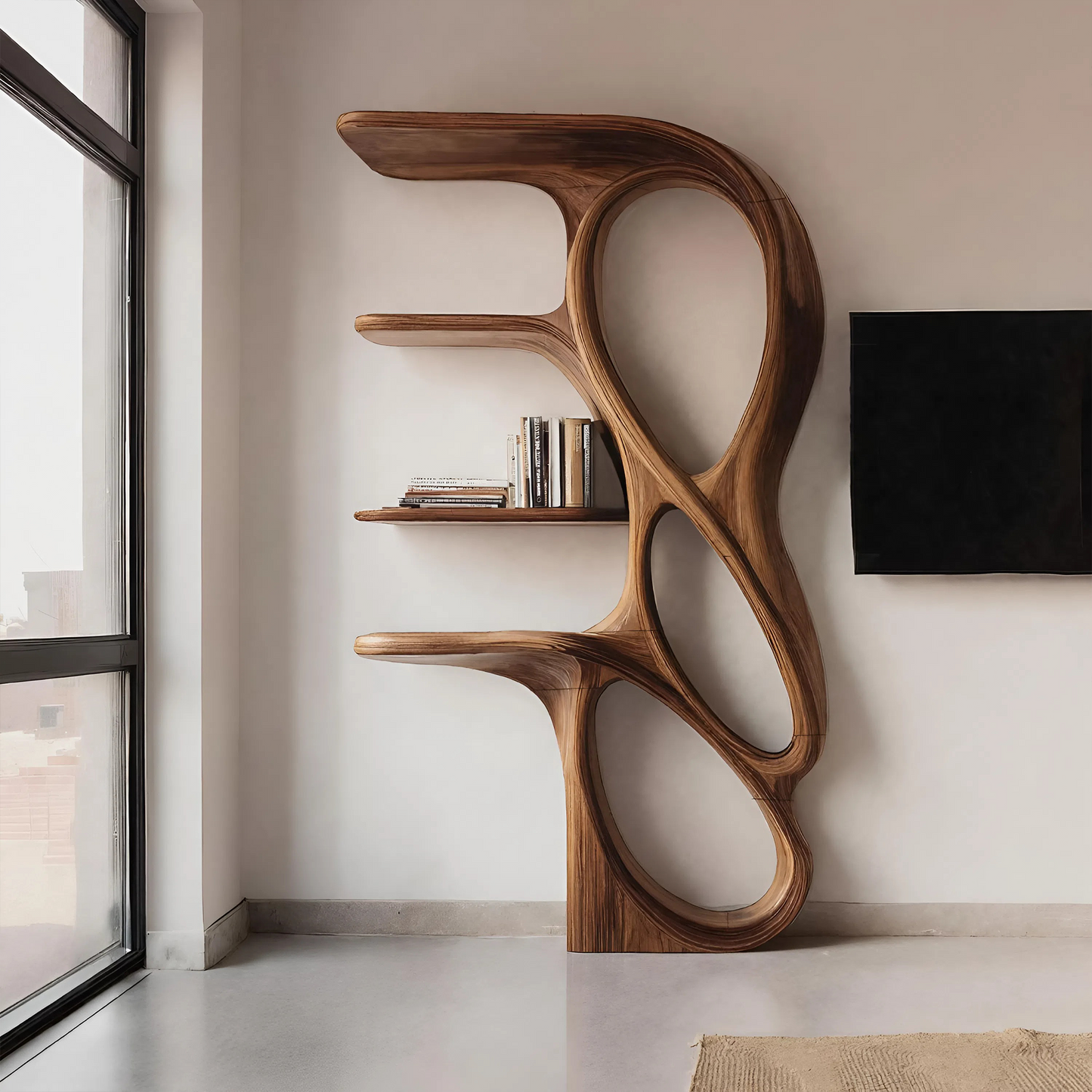 Contemporary Art Bookshelf For Living Room Decor Lynnsnail