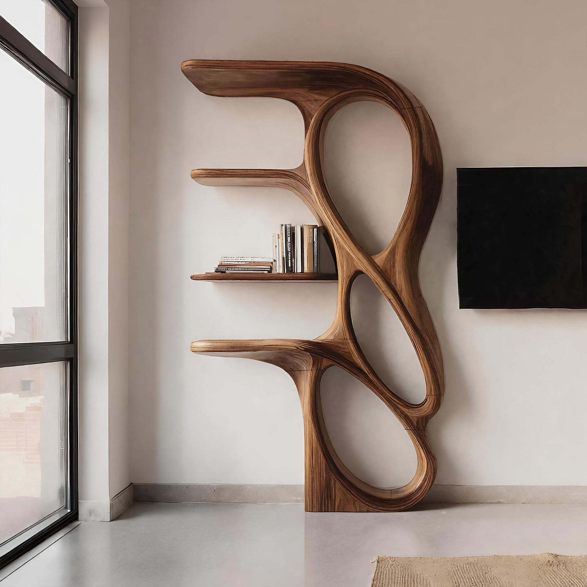 Contemporary Art Bookshelf For Living Room Decor Lynnsnail