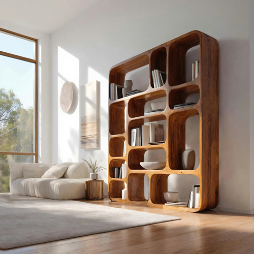 Modern Wall Bookshelf Multiple Compartments For Living Room Lynnsnail