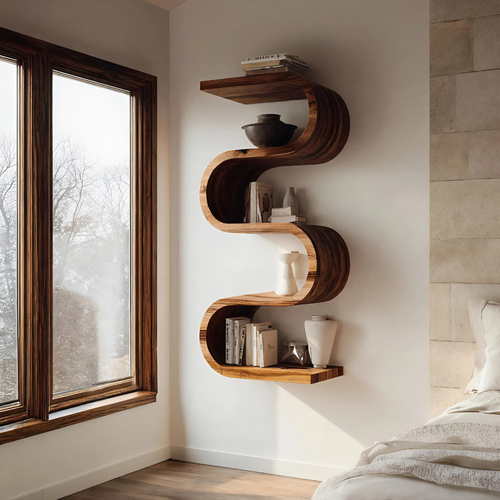 Handcrafted Vertical Wall Bookshelf For Living Or Bedroom Lynnsnail