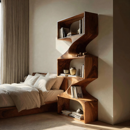 Modern Sculptural Wall Bookcase For Living Room Or Office Lynnsnail