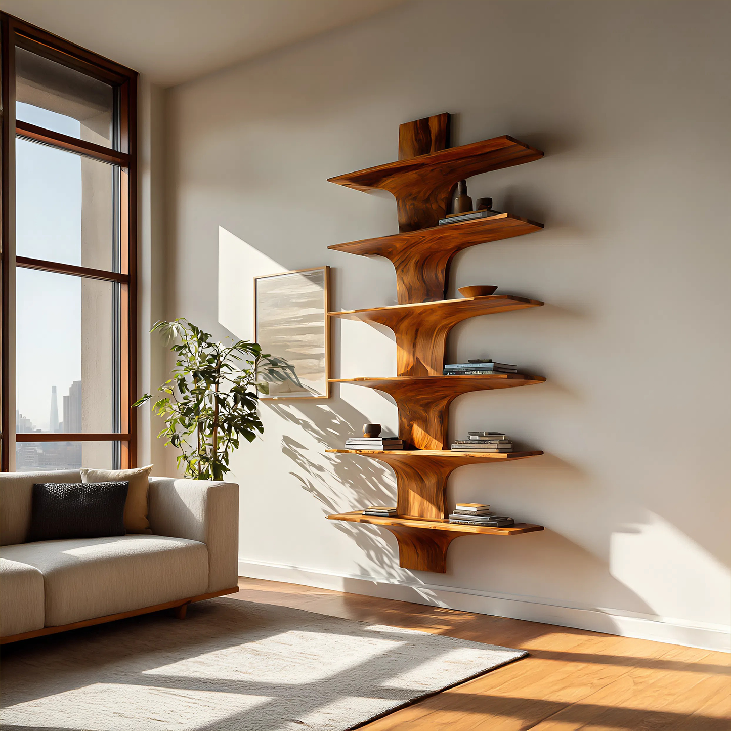 Contemporary Wood Wall Mounted Bookshelf For Home Interior Lynnsnail