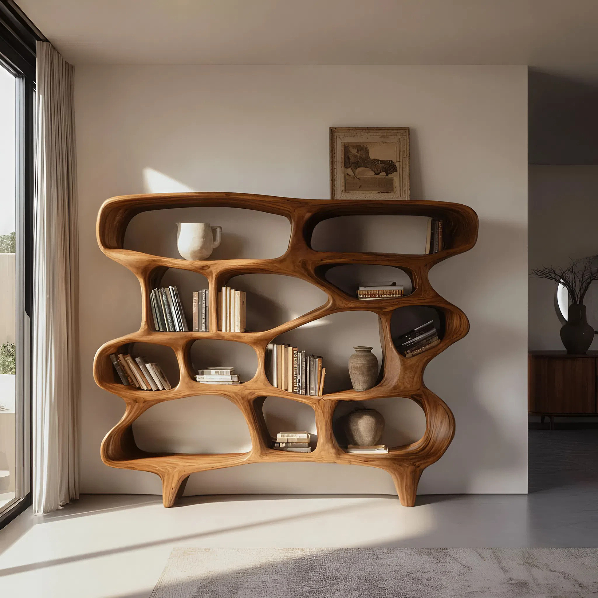 Organic Sculptural Bookshelf For Living Room Or Office Decor Lynnsnail