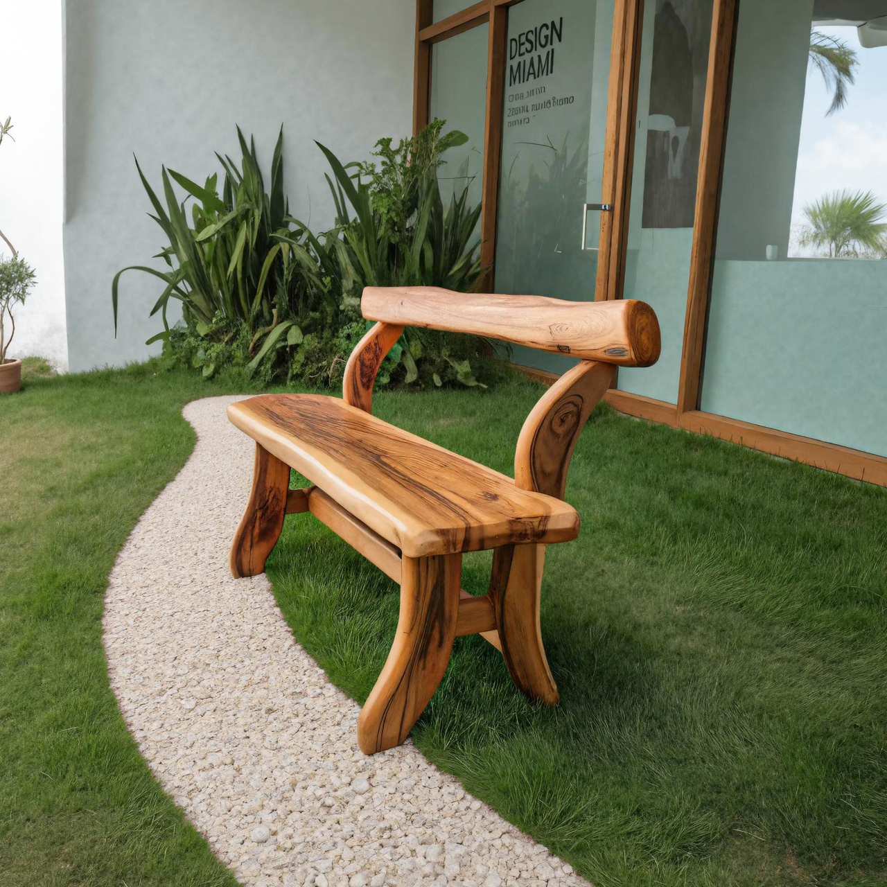 Rustic Garden Bench With Curved Seat For Patio Pathway And Front Porch Lynnsnail
