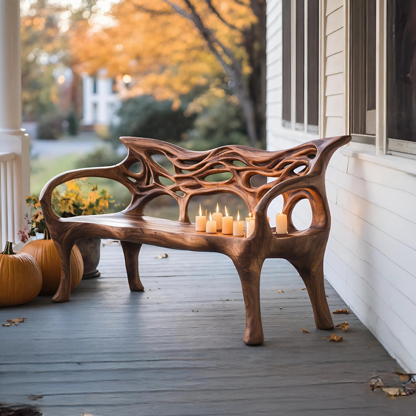 Mid Century Solid Wood Halloween Bench For Outdoor Design Lynnsnail