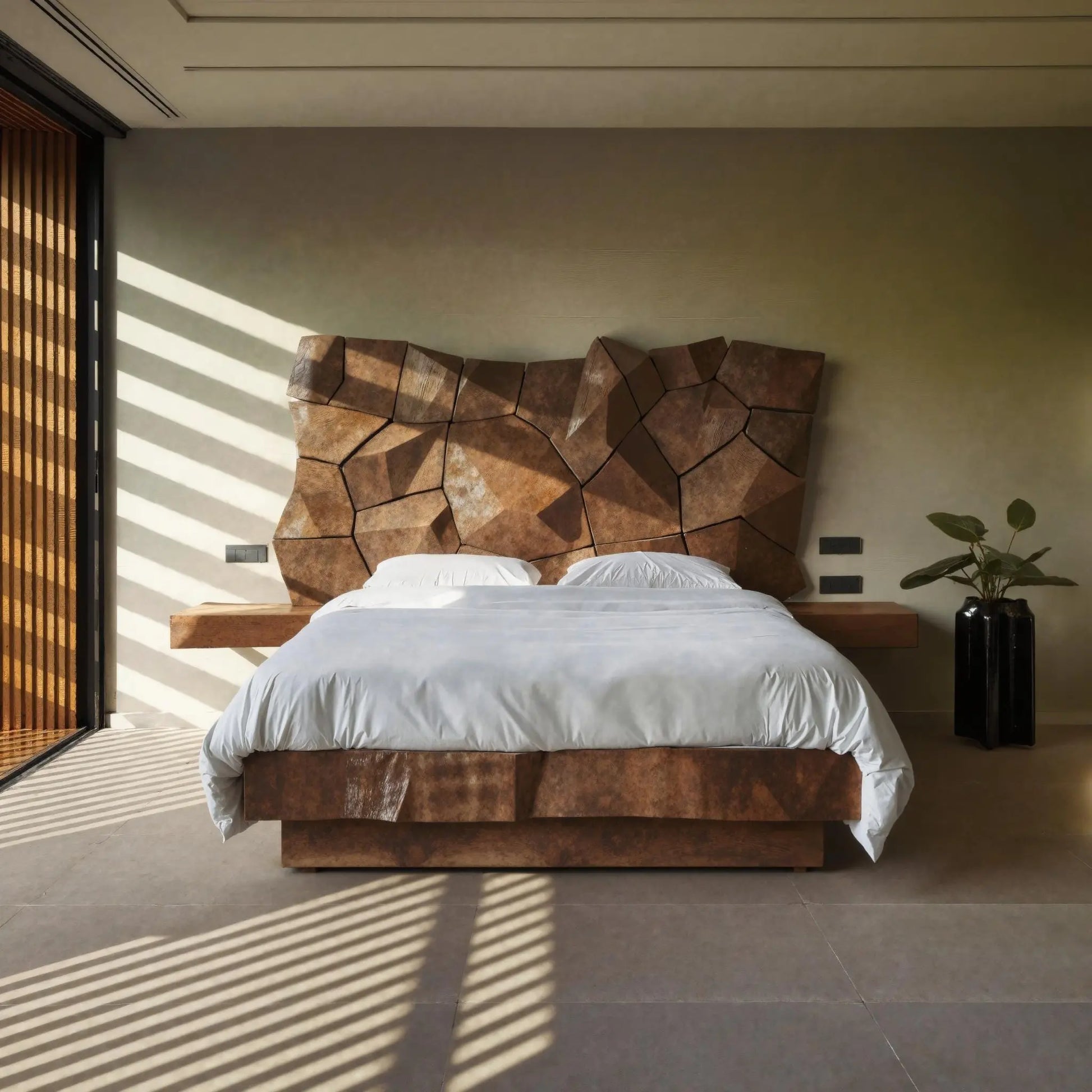 Sculptural Geometric Bed Frame For Modern Bedroom Lynnsnail