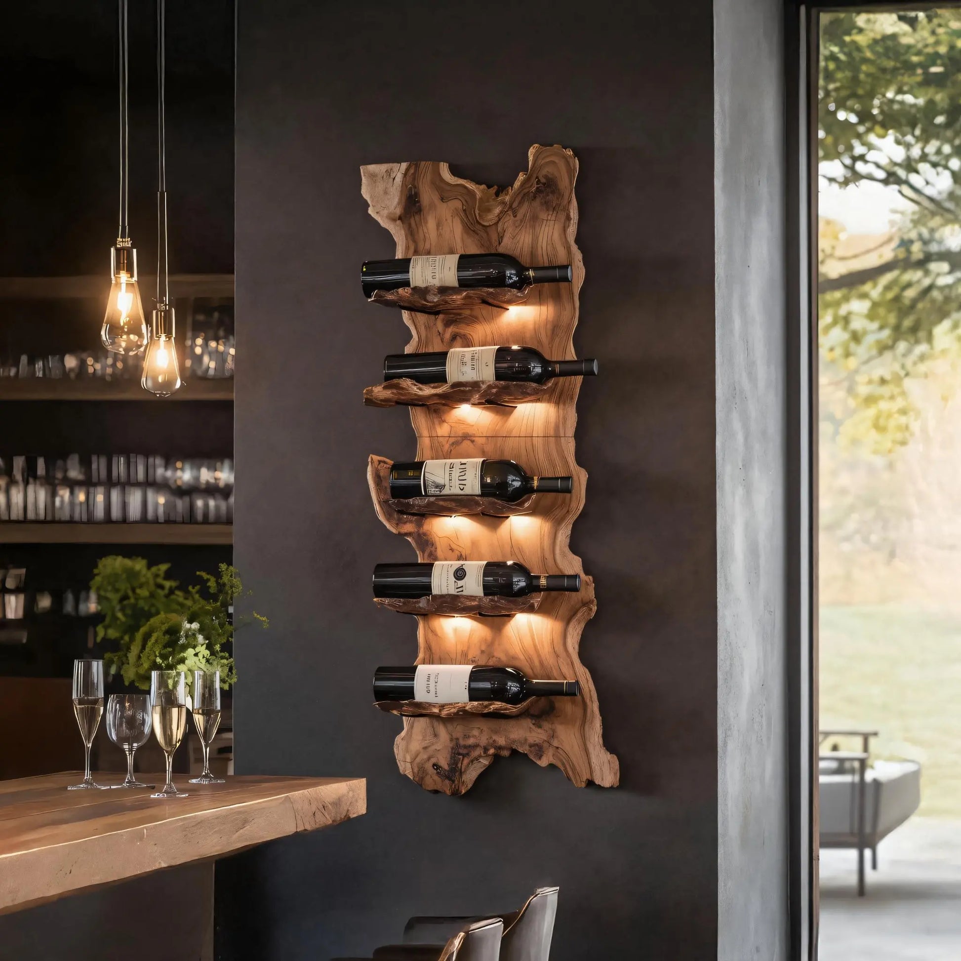 Modern Wooden Live Edge Wine Holder For Entryway Furniture Lynnsnail