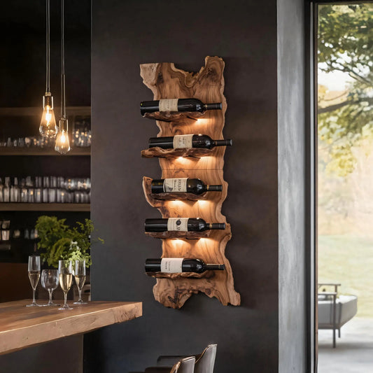 Modern Wooden Live Edge Wine Holder For Entryway Furniture Lynnsnail