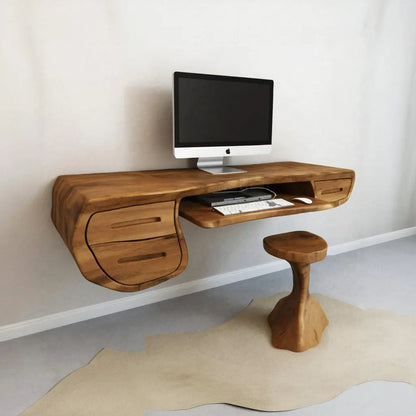 Floating Sculptural Desk With Drawers For Home Office And Studio Lynnsnail