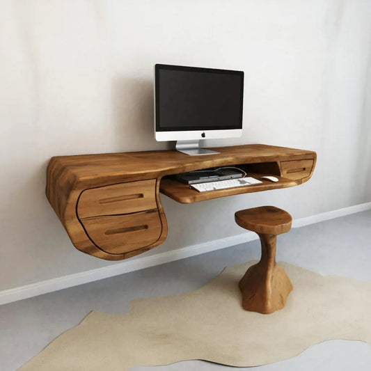 Floating Sculptural Desk With Drawers For Home Office And Studio Lynnsnail