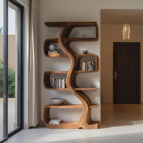 Organic Sculptural Bookshelf With Wavy Design For Living Room Lynnsnail